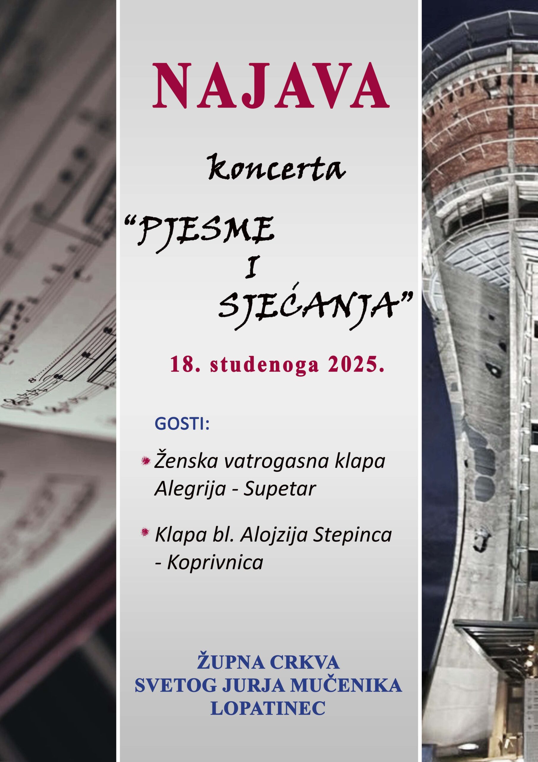 Najava koncerta “Pjesme i sjećanja”
